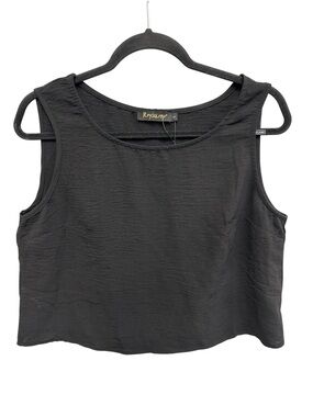 Roylamp black sleeveless cropped top textured lightweight fabric Size L NEW